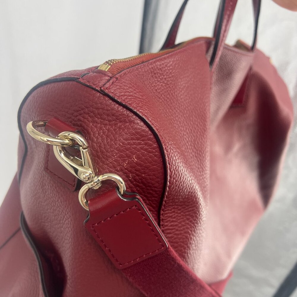 Kate Spade Filipa Pebbled Leather Duffle Overnight Weekend Bag Burgundy - Picture 12 of 17